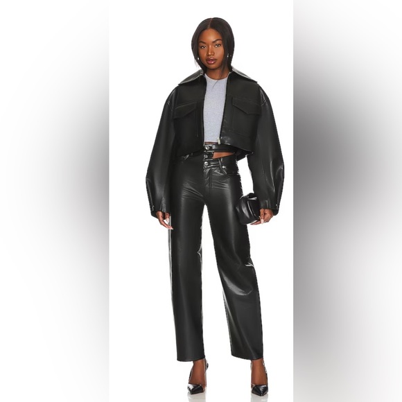 AGOLDE Broken Waistband Leather Pants - Picture 1 of 4